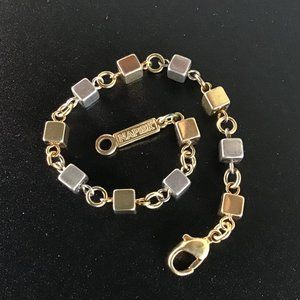 Vintage Napier Gold & Silver Tone Cube Bracelet Signed
